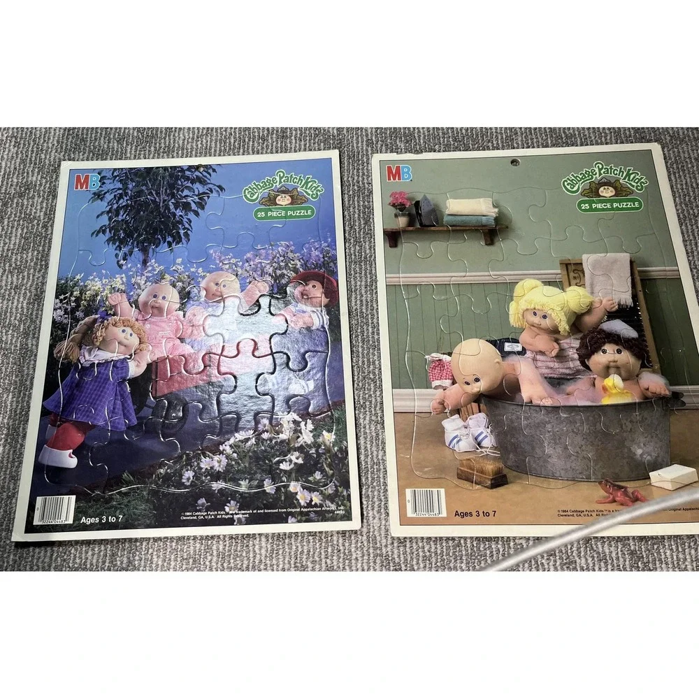 Vintage Milton‎ Bradley Cabbage Patch Kids 25 Piece Tray Puzzles Lot 2 1984